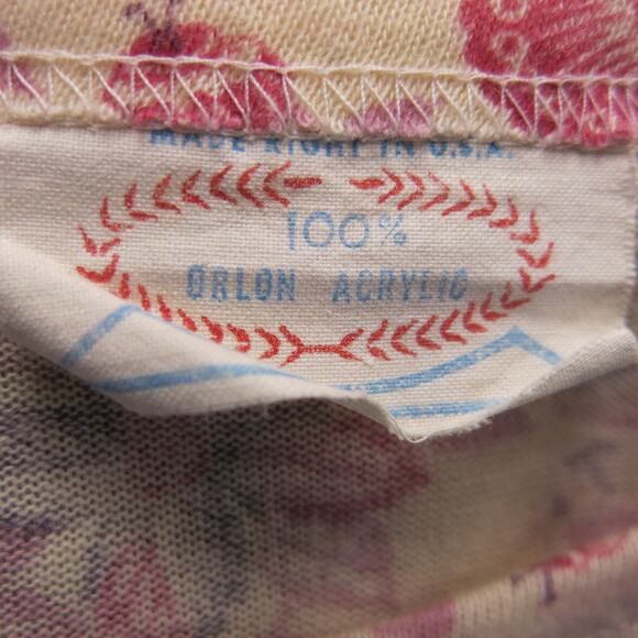 VINTAGE 1970's Floral Top  Long Sleeve Round Neck Pinks Size S*(see notes*) - Picture 4 of 4